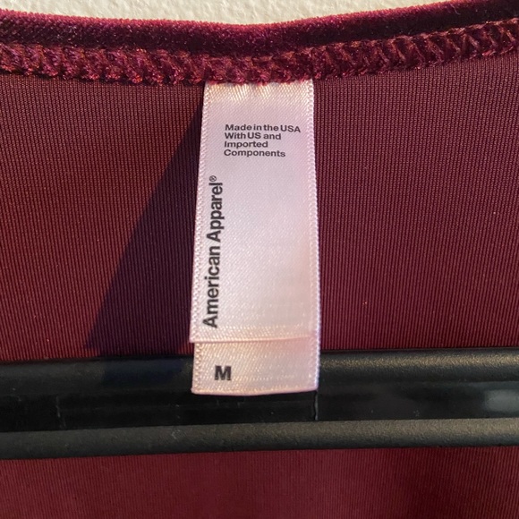 American Apparel Red Velvet Wrap Tie Waist Top - Picture 5 of 6